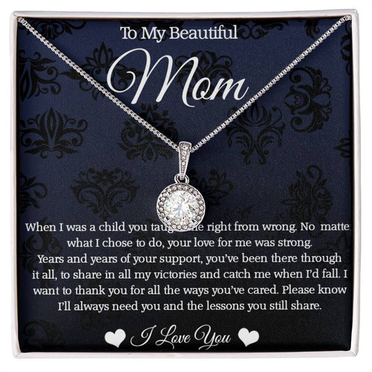 Heartfelt Harmony: Appreciation Necklace & Gratitude Note - Your Daily Reminder of Mom's Unconditional Care and Love