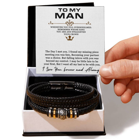 Royal Resilience: Men's Bracelet Fit for a King, Paired with a Majestic Note of Admiration